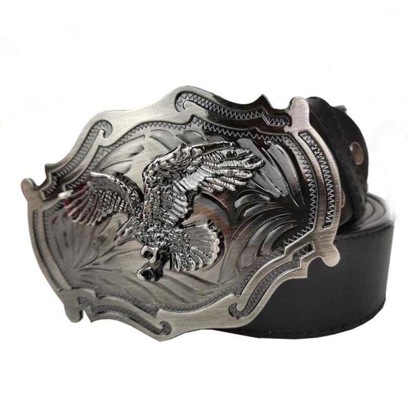 Flying Eagle Animal Silver Belt Buckle For Men With Leather Belt