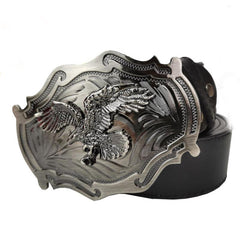 Flying Eagle Animal Silver Belt Buckle For Men With Leather Belt