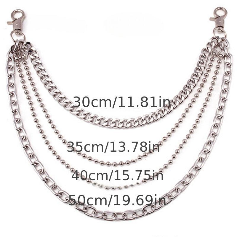 Metal Layered Chain Keychain Punk Wallet Jeans Pants Belt Pocket Chain for Men