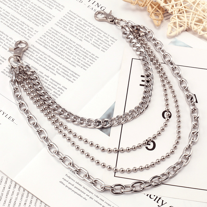 Metal Layered Chain Keychain Punk Wallet Jeans Pants Belt Pocket Chain for Men