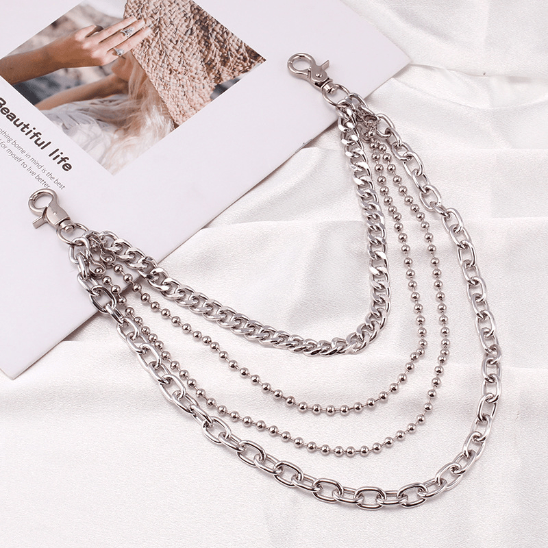 Metal Layered Chain Keychain Punk Wallet Jeans Pants Belt Pocket Chain for Men