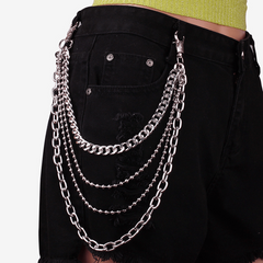 Metal Layered Chain Keychain Punk Wallet Jeans Pants Belt Pocket Chain for Men