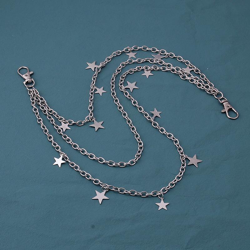 Punk Star Pendant Layered Chains Belt for Skirts Pants