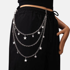 Punk Star Pendant Layered Chains Belt for Skirts Pants