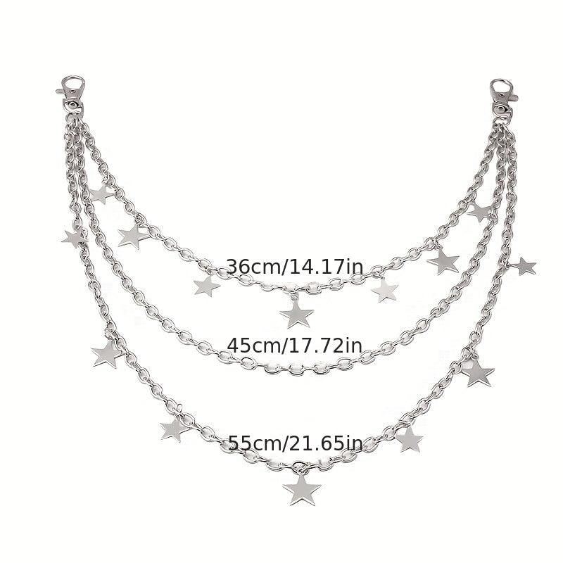 Punk Star Pendant Layered Chains Belt for Skirts Pants