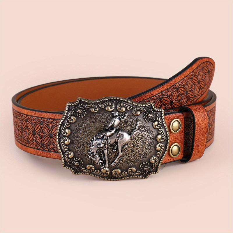 Embossed Leather Belt Vintage Casual Business Belt Men
