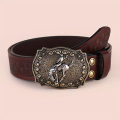 Embossed Leather Belt Vintage Casual Business Belt Men