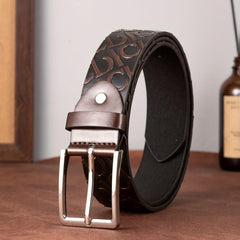 Men's Letter Style Single Jack Dress Belt Casual Alloy Buckle PU Belt