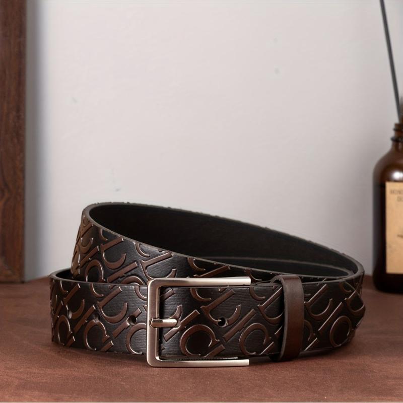 Men's Letter Style Single Jack Dress Belt Casual Alloy Buckle PU Belt