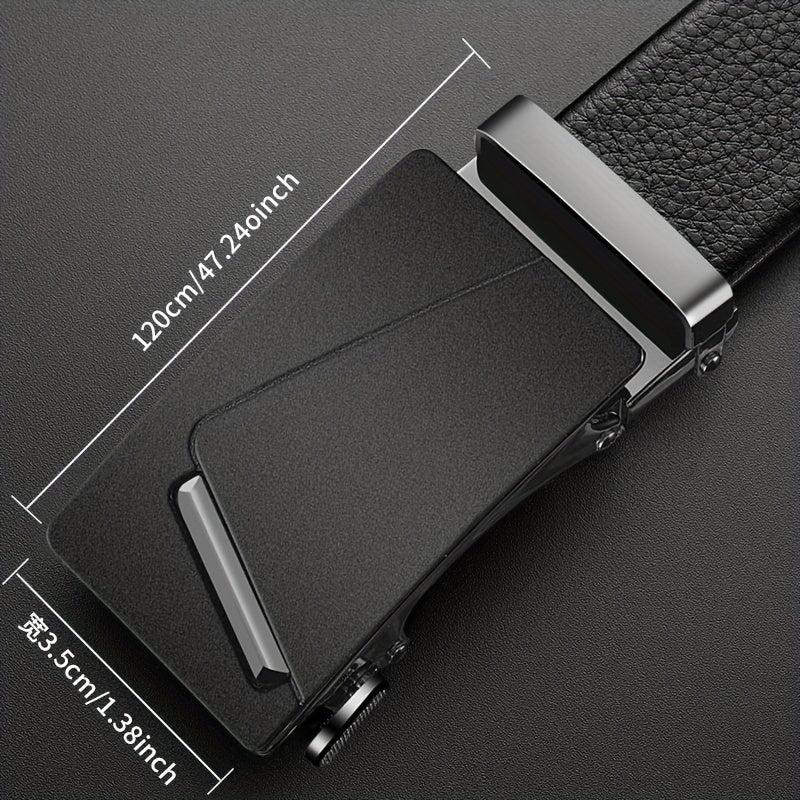 Leather Belt with Automatic Buckle for Men