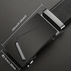 Leather Belt with Automatic Buckle for Men
