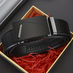 Leather Belt with Automatic Buckle for Men