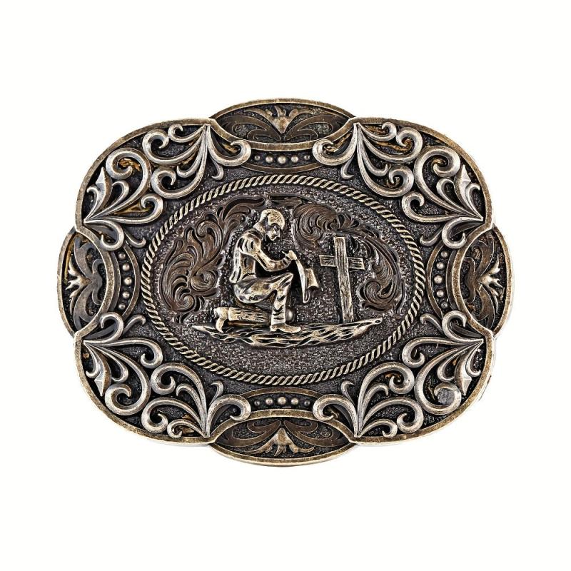 Cowboy Belt Buckle Prayer Pattern Man Belt Buckle