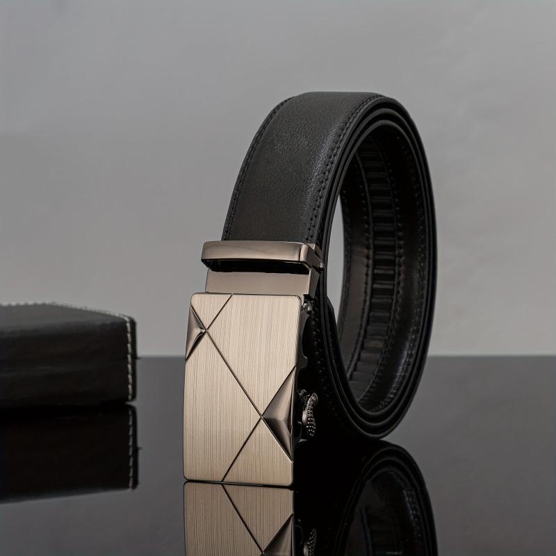 Men's Automatic Buckle PU Leather Belt Business Suit Waist Strap