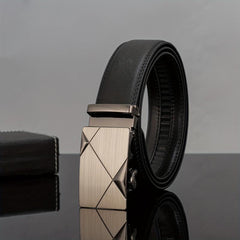 Men's Automatic Buckle PU Leather Belt Business Suit Waist Strap