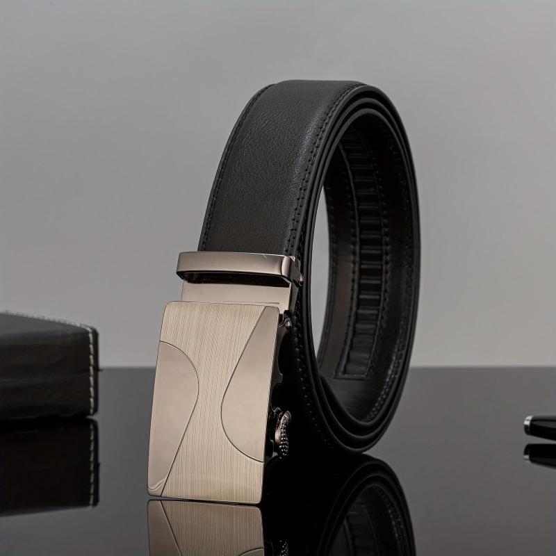 Men's Automatic Buckle PU Leather Belt Business Suit Waist Strap