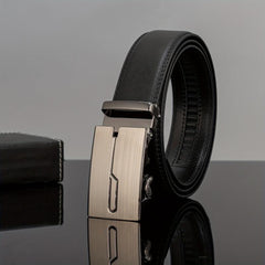 Men's Automatic Buckle PU Leather Belt Business Suit Waist Strap