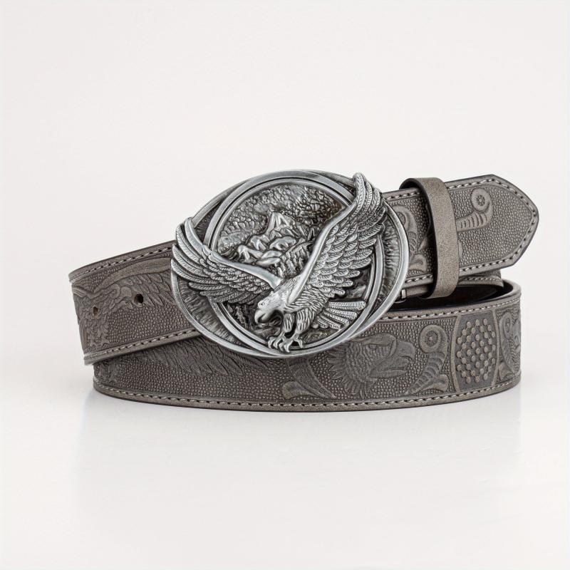 Eagle Wing Embossed Men's Belt High end Rock PU Leather Belt