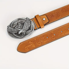 Eagle Wing Embossed Men's Belt High end Rock PU Leather Belt