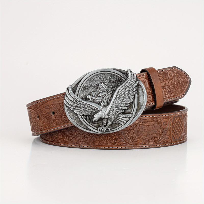 Eagle Wing Embossed Men's Belt High end Rock PU Leather Belt