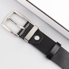 Men's Twill Alloy Pin Buckle Belt PU Leather Casual