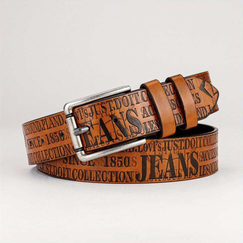 Print Letter Pattern PU Belt Casual Men's Leather Belt
