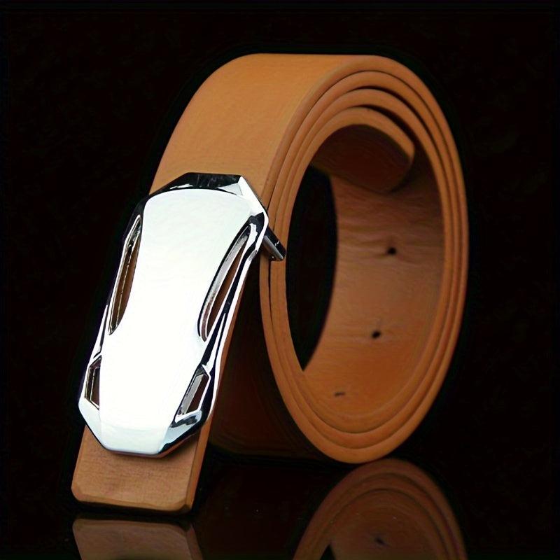 1pc Buckle Belt Sports Car Smooth Buckle Belt Suit Belt For Men
