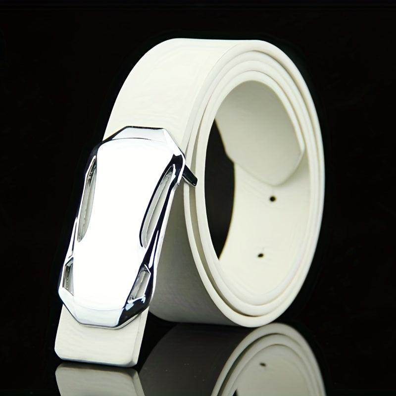 1pc Buckle Belt Sports Car Smooth Buckle Belt Suit Belt For Men