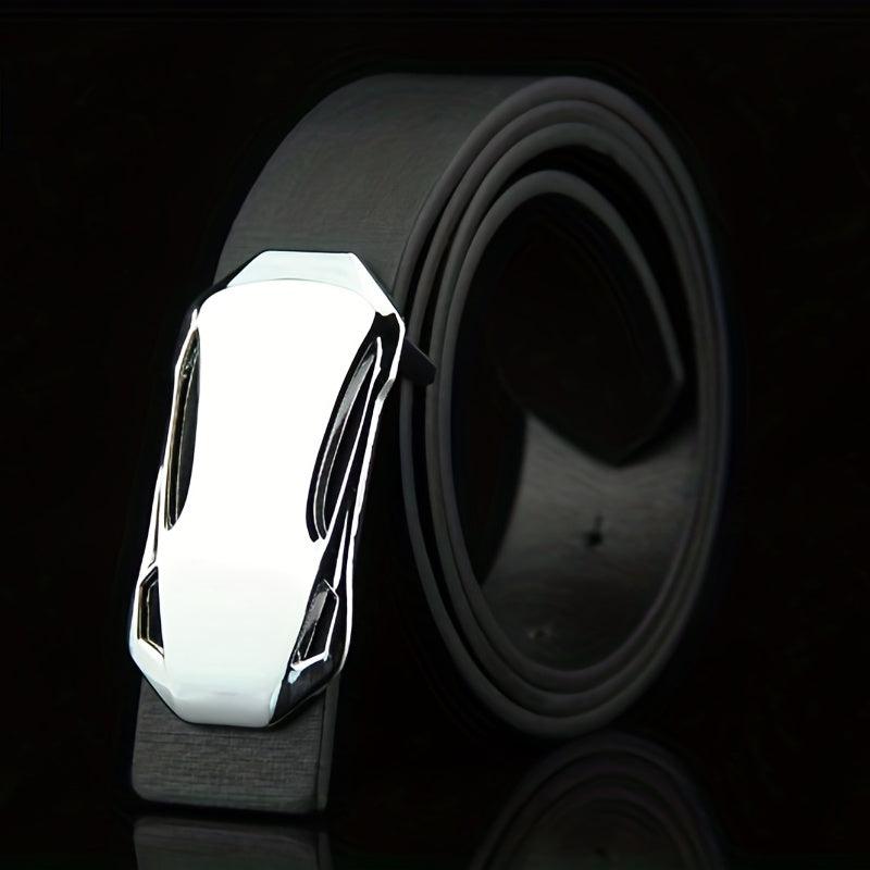 1pc Buckle Belt Sports Car Smooth Buckle Belt Suit Belt For Men