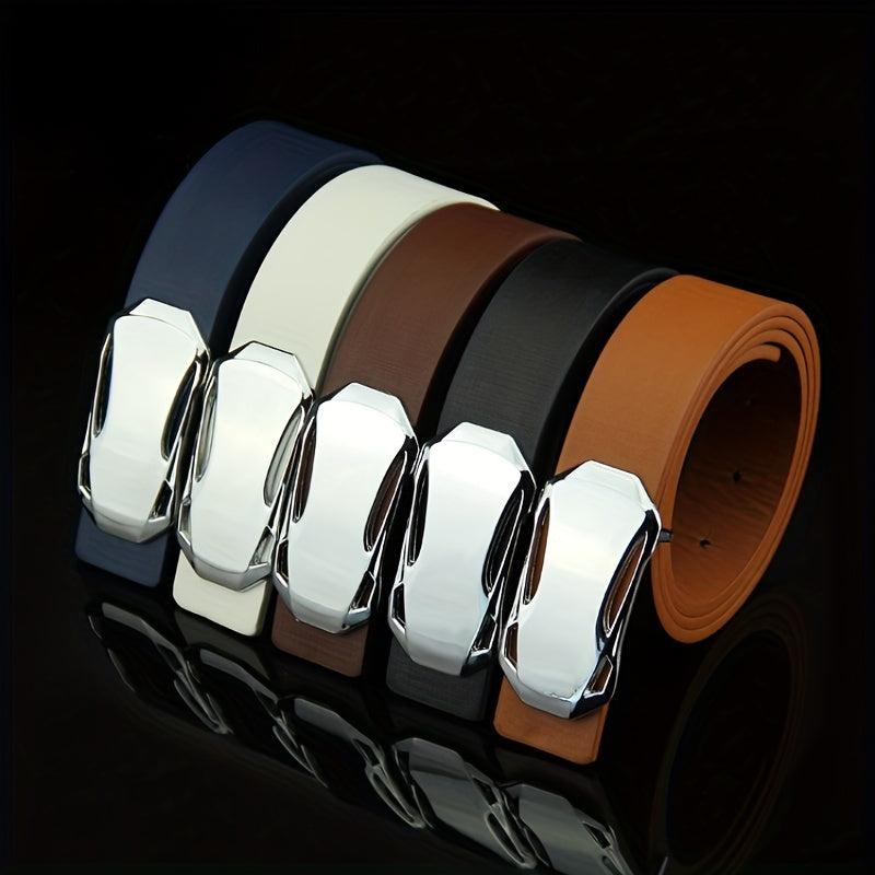 1pc Buckle Belt Sports Car Smooth Buckle Belt Suit Belt For Men