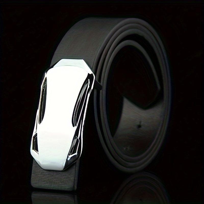 1pc Buckle Belt Sports Car Smooth Buckle Belt Suit Belt For Men