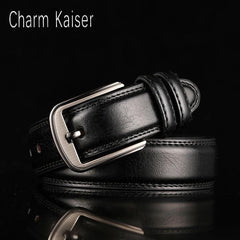 Men's Two Layer Cowhide Belt Punch Pin Buckle Hard Cowboy Pants Belt