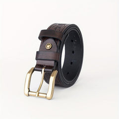 Floral Pattern Belt Western Cowboy Leather Vintage Belt For Men