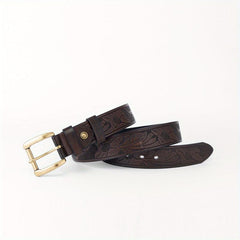 Floral Pattern Belt Western Cowboy Leather Vintage Belt For Men