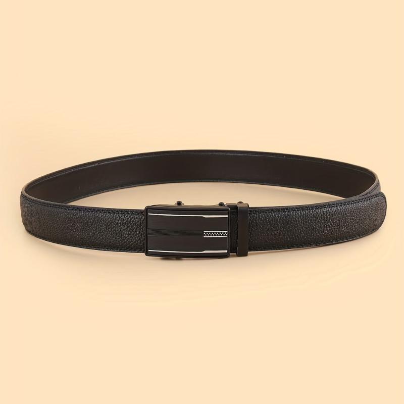 Men's Extended Automatic Buckle Leather Belt for Jeans and Suits
