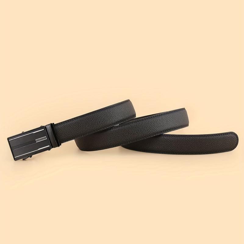 Men's Extended Automatic Buckle Leather Belt for Jeans and Suits