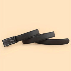 Men's Extended Automatic Buckle Leather Belt for Jeans and Suits