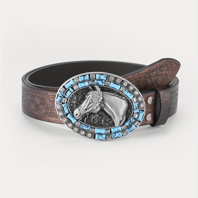 Men's Horse Head Engraved Belt
