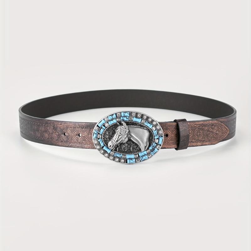 Men's Horse Head Engraved Belt