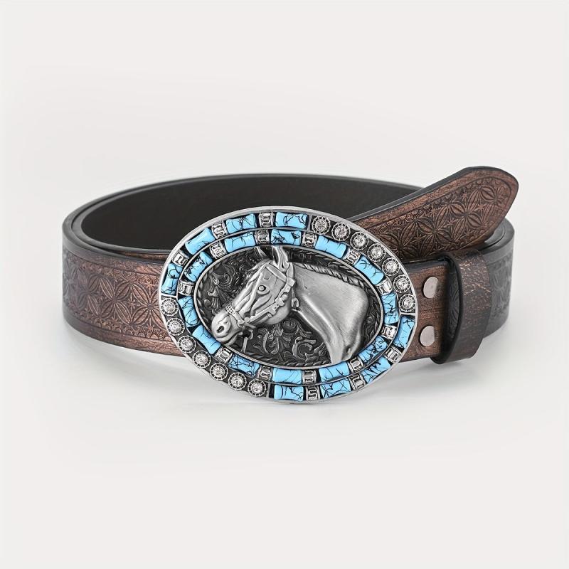 Men's Horse Head Engraved Belt