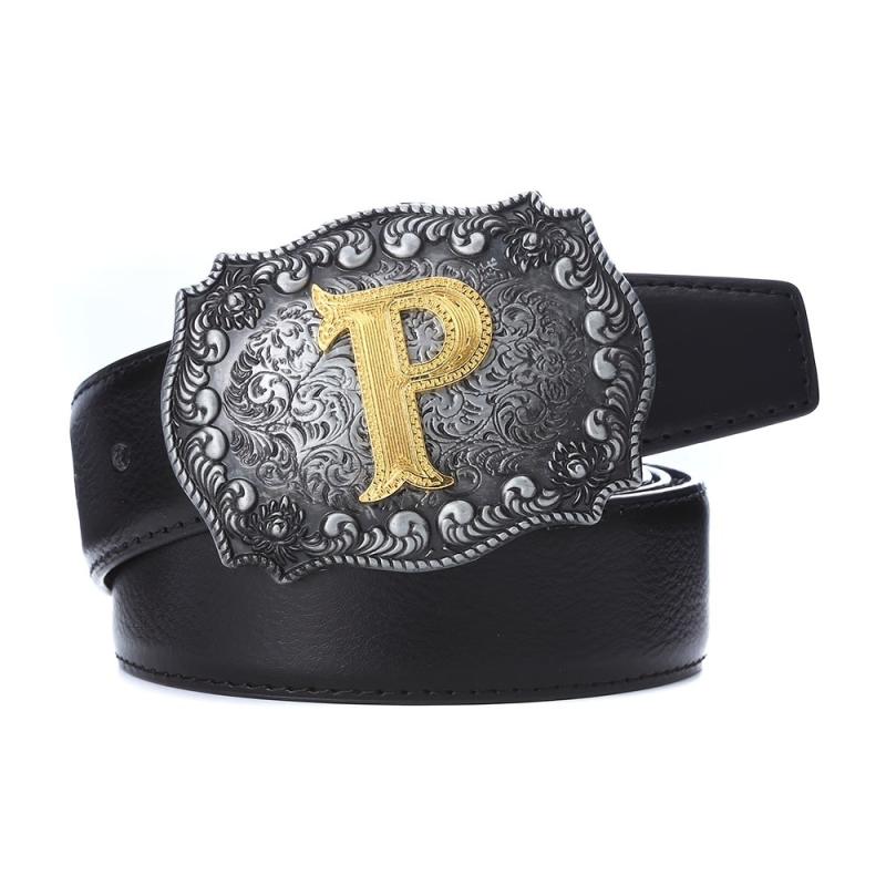 Western Cowboy Letter P Belt Buckle