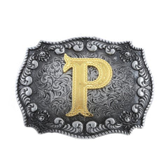 Western Cowboy Letter P Belt Buckle