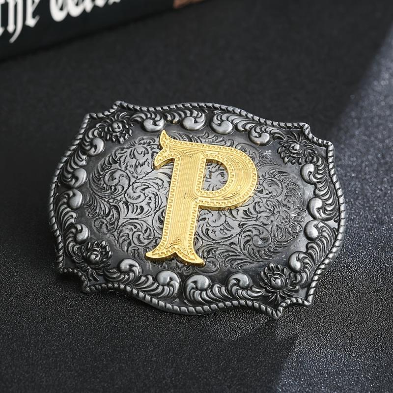 Western Cowboy Letter P Belt Buckle