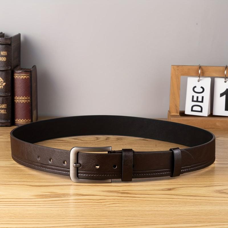 Men's Single Jack Dress Belt Western Style Alloy Buckle PU Belt