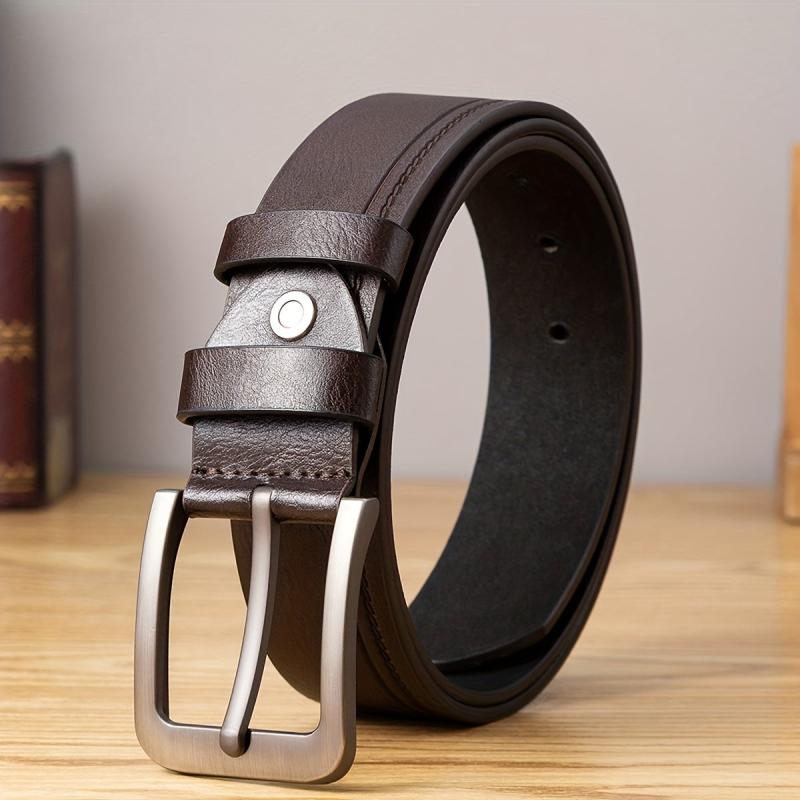 Men's Single Jack Dress Belt Western Style Alloy Buckle PU Belt