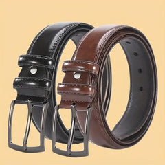 Men's PU Leather Belt w/ Square Buckle Waist Strap