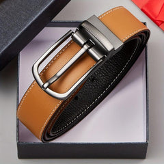 360 Rotating Double-sided Needle Buckle Leather Belt Cowhide Business Formal