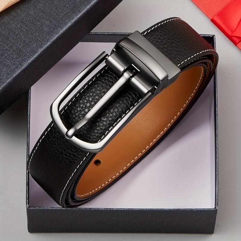 360 Rotating Double-sided Needle Buckle Leather Belt Cowhide Business Formal