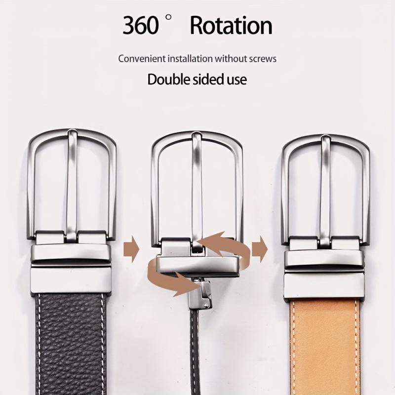 360 Rotating Double-sided Needle Buckle Leather Belt Cowhide Business Formal