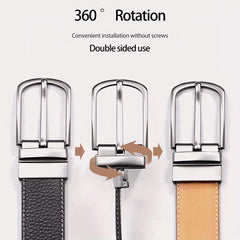 360 Rotating Double-sided Needle Buckle Leather Belt Cowhide Business Formal